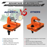 AUTMATCH Tractor Bucket Grab Hook 3/8" (2 Pack), Grade 70 Forged Steel Bolt On Grab Hook Tow Hook Mount with Backer Plate & Rubber Pads, Max 18,000Lbs Work for Loader, Tractor Bucket, Truck, Orange