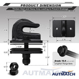 AUTMATCH Tractor Bucket Grab Hook 3/8" (2 Pack), Grade 70 Forged Steel Bolt On Grab Hook Tow Hook Mount with Backer Plate & Rubber Pads, Max 18,000Lbs Work for Loader, Tractor Bucket, Frosted Black