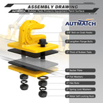 AUTMATCH Tractor Bucket Grab Hook 3/8" (2 Pack), Grade 70 Forged Steel Bolt On Grab Hook Tow Hook Mount with Backer Plate & Rubber Pads, Max 18,000Lbs Work for Loader, Tractor Bucket, Truck, Yellow