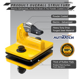 AUTMATCH Tractor Bucket Grab Hook 3/8" (2 Pack), Grade 70 Forged Steel Bolt On Grab Hook Tow Hook Mount with Backer Plate & Rubber Pads, Max 18,000Lbs Work for Loader, Tractor Bucket, Truck, Yellow