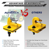 AUTMATCH Tractor Bucket Grab Hook 3/8" (2 Pack), Grade 70 Forged Steel Bolt On Grab Hook Tow Hook Mount with Backer Plate & Rubber Pads, Max 18,000Lbs Work for Loader, Tractor Bucket, Truck, Yellow