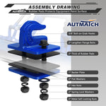 AUTMATCH Tractor Bucket Grab Hook 3/8" (2 Pack), Grade 70 Forged Steel Bolt On Grab Hook Tow Hook Mount with Backer Plate & Rubber Pads, Max 18,000Lbs Work for Loader, Tractor Bucket, Truck, Blue