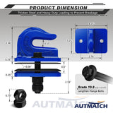 AUTMATCH Tractor Bucket Grab Hook 3/8" (2 Pack), Grade 70 Forged Steel Bolt On Grab Hook Tow Hook Mount with Backer Plate & Rubber Pads, Max 18,000Lbs Work for Loader, Tractor Bucket, Truck, Blue