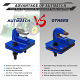 AUTMATCH Tractor Bucket Grab Hook 3/8" (2 Pack), Grade 70 Forged Steel Bolt On Grab Hook Tow Hook Mount with Backer Plate & Rubber Pads, Max 18,000Lbs Work for Loader, Tractor Bucket, Truck, Blue