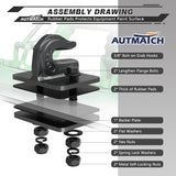 AUTMATCH Tractor Bucket Grab Hook 3/8" (2 Pack), Grade 70 Forged Steel Bolt On Grab Hook Tow Hook Mount with Backer Plate & Rubber Pads, Max 18,000Lbs Work for Loader, Tractor Bucket, Gunmetal Gray