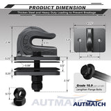 AUTMATCH Tractor Bucket Grab Hook 3/8" (2 Pack), Grade 70 Forged Steel Bolt On Grab Hook Tow Hook Mount with Backer Plate & Rubber Pads, Max 18,000Lbs Work for Loader, Tractor Bucket, Gunmetal Gray