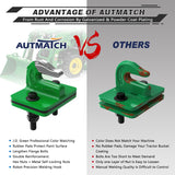AUTMATCH Tractor Bucket Grab Hook 3/8" (2 Pack), Grade 70 Forged Steel Bolt On Grab Hook Tow Hook Mount with Backer Plate & Rubber Pads, Max 18,000Lbs Work for Loader, Tractor Bucket, Deere Green