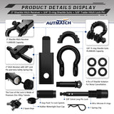 AUTMATCH Shackle Hitch Receiver 2 Inch with 3/4" D Ring Shackle and 5/8" Trailer Hitch Lock Pin 45,000 Lbs Break Strength Black