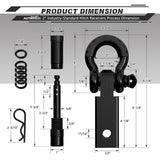AUTMATCH Shackle Hitch Receiver 2 Inch with 3/4" D Ring Shackle and 5/8" Trailer Hitch Lock Pin 45,000 Lbs Break Strength Black