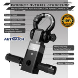 AUTMATCH Shackle Hitch Receiver 2 Inch with 3/4" D Ring Shackle and 5/8" Trailer Hitch Lock Pin 45,000 Lbs Break Strength Black