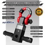 AUTMATCH Shackle Hitch Receiver 2 Inch with 3/4" D Ring Shackle and 5/8" Trailer Hitch Lock Pin 45,000 Lbs Break Strength Black & Red