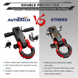 AUTMATCH Shackle Hitch Receiver 2 Inch with 3/4" D Ring Shackle and 5/8" Trailer Hitch Lock Pin 45,000 Lbs Break Strength Black & Red