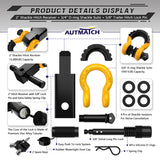 AUTMATCH Shackle Hitch Receiver 2 Inch with 3/4" D Ring Shackle and 5/8" Trailer Hitch Lock Pin 45,000 Lbs Break Strength Black & Yellow
