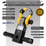 AUTMATCH Shackle Hitch Receiver 2 Inch with 3/4" D Ring Shackle and 5/8" Trailer Hitch Lock Pin 45,000 Lbs Break Strength Black & Yellow