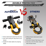 AUTMATCH Shackle Hitch Receiver 2 Inch with 3/4" D Ring Shackle and 5/8" Trailer Hitch Lock Pin 45,000 Lbs Break Strength Black & Yellow