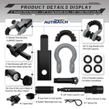 AUTMATCH Shackle Hitch Receiver 2 Inch with 3/4" D Ring Shackle and 5/8" Trailer Hitch Lock Pin 45,000 Lbs Break Strength Black & Gray