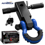 AUTMATCH Shackle Hitch Receiver 2 Inch with 3/4" D Ring Shackle and 5/8" Trailer Hitch Lock Pin 45,000 Lbs Break Strength Black & Blue