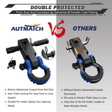 AUTMATCH Shackle Hitch Receiver 2 Inch with 3/4" D Ring Shackle and 5/8" Trailer Hitch Lock Pin 45,000 Lbs Break Strength Black & Blue