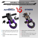 AUTMATCH Shackle Hitch Receiver 2 Inch with 3/4" D Ring Shackle and 5/8" Trailer Hitch Lock Pin 45,000 Lbs Break Strength Black & Purple