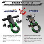 AUTMATCH Shackle Hitch Receiver 2 Inch with 3/4" D Ring Shackle and 5/8" Trailer Hitch Lock Pin 45,000 Lbs Break Strength Black & Dark Green