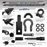 AUTMATCH Shackle Hitch Receiver 2 Inch with 3/4" D Ring Shackle and 5/8" Trailer Hitch Lock Pin 45,000 Lbs Break Strength Black & Gunmetal