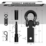 AUTMATCH Shackle Hitch Receiver 2 Inch with 3/4" D Ring Shackle and 5/8" Trailer Hitch Lock Pin 45,000 Lbs Break Strength Black & Gunmetal