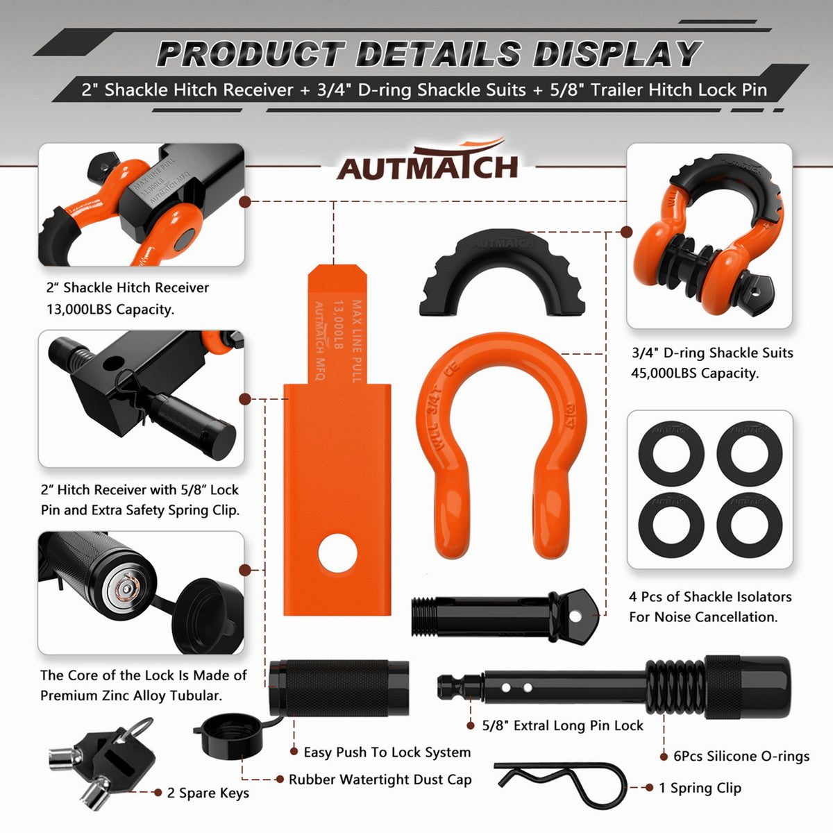 InfiniteRule 2 Pack Hitch Lock Set For Shocker Hitch Bumper Hitch - Keyed Alike, 3.0" Receiver Lock, 21K LB Rated - View #14