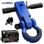 AUTMATCH Shackle Hitch Receiver 2 Inch with 3/4" D Ring Shackle and 5/8" Trailer Hitch Lock Pin 45,000 Lbs Break Strength Blue