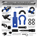 AUTMATCH Shackle Hitch Receiver 2 Inch with 3/4" D Ring Shackle and 5/8" Trailer Hitch Lock Pin 45,000 Lbs Break Strength Blue