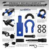 AUTMATCH Shackle Hitch Receiver 2 Inch with 3/4" D Ring Shackle and 5/8" Trailer Hitch Lock Pin 45,000 Lbs Break Strength Blue