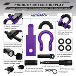AUTMATCH Shackle Hitch Receiver 2 Inch with 3/4" D Ring Shackle and 5/8" Trailer Hitch Lock Pin 45,000 Lbs Break Strength Purple