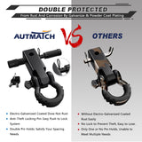AUTMATCH Shackle Hitch Receiver 2 Inch with 3/4" D Ring Shackle and 5/8" Trailer Hitch Lock Pin, 45,000 Lbs Break Strength, Heavy Duty Receiver Kit for Vehicle Recovery, Frosted Black
