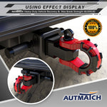 AUTMATCH Mega Shackle Hitch Receiver 2 Inch with 3/4" D Ring Shackle and 5/8" Trailer Hitch Lock Pin, 68,000 Lbs Break Strength, Black & Red