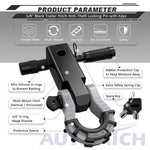 AUTMATCH Mega Shackle Hitch Receiver 2 Inch with 3/4" D Ring Shackle and 5/8" Trailer Hitch Lock Pin, 68,000 Lbs Break Strength, Black & Gray