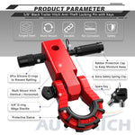 AUTMATCH Mega Shackle Hitch Receiver 2 Inch with 3/4" D Ring Shackle and 5/8" Trailer Hitch Lock Pin, 68,000 Lbs Break Strength, Red