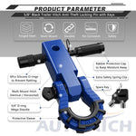 AUTMATCH Shackle Hitch Receiver 2 Inch with 3/4" D Ring Mega Shackle and 5/8" Trailer Hitch Lock Pin, 68,000 Lbs Break Strength, Heavy Duty Receiver Kit for Vehicle Recovery, Blue