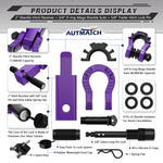 AUTMATCH Shackle Hitch Receiver 2 Inch with 3/4" D Ring Mega Shackle and 5/8" Trailer Hitch Lock Pin, 68,000 Lbs Break Strength, Heavy Duty Receiver Kit for Vehicle Recovery, Purple