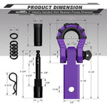 AUTMATCH Shackle Hitch Receiver 2 Inch with 3/4" D Ring Mega Shackle and 5/8" Trailer Hitch Lock Pin, 68,000 Lbs Break Strength, Heavy Duty Receiver Kit for Vehicle Recovery, Purple