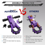 AUTMATCH Shackle Hitch Receiver 2 Inch with 3/4" D Ring Mega Shackle and 5/8" Trailer Hitch Lock Pin, 68,000 Lbs Break Strength, Heavy Duty Receiver Kit for Vehicle Recovery, Purple