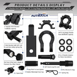 AUTMATCH Shackle Hitch Receiver 2 Inch with 3/4" D Ring Mega Shackle and 5/8" Trailer Hitch Lock Pin, 68,000 Lbs Break Strength, Heavy Duty Receiver Kit for Vehicle Recovery, Frosted Black