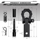 AUTMATCH Shackle Hitch Receiver 2 Inch with 3/4" D Ring Mega Shackle and 5/8" Trailer Hitch Lock Pin, 68,000 Lbs Break Strength, Heavy Duty Receiver Kit for Vehicle Recovery, Frosted Black