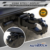 AUTMATCH Shackle Hitch Receiver 2 Inch with 3/4" D Ring Mega Shackle and 5/8" Trailer Hitch Lock Pin, 68,000 Lbs Break Strength, Heavy Duty Receiver Kit for Vehicle Recovery, Frosted Black
