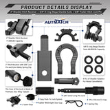 AUTMATCH Mega Shackle Hitch Receiver 2 Inch with 3/4" D Ring Shackle and 5/8" Trailer Hitch Lock Pin, 68,000 Lbs Break Strength, Gunmetal Gray