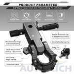 AUTMATCH Mega Shackle Hitch Receiver 2 Inch with 3/4" D Ring Shackle and 5/8" Trailer Hitch Lock Pin, 68,000 Lbs Break Strength, Gunmetal Gray