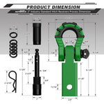 AUTMATCH Mega Shackle Hitch Receiver 2 Inch with 3/4" D Ring Shackle and 5/8" Trailer Hitch Lock Pin, 68,000 Lbs Break Strength, Dark Green