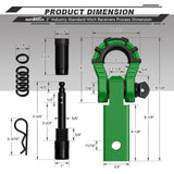 AUTMATCH Mega Shackle Hitch Receiver 2 Inch with 3/4" D Ring Shackle and 5/8" Trailer Hitch Lock Pin, 68,000 Lbs Break Strength, Dark Green