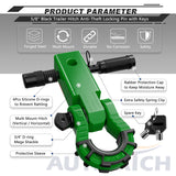 AUTMATCH Mega Shackle Hitch Receiver 2 Inch with 3/4" D Ring Shackle and 5/8" Trailer Hitch Lock Pin, 68,000 Lbs Break Strength, Dark Green