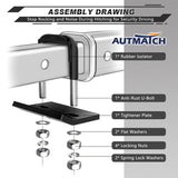 AUTMATCH Hitch Tightener Anti-Rattle Clamp Heavy Duty Steel Stabilizer for 1.25 and 2 inch Trailer Hitches Black