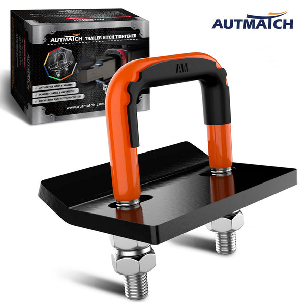 thumbnail image 2 of Heavy Duty Hitch Tightener & Anti-Rattle Clamp - Fits 1.25" & 2" Receivers, Black/Orange, W/ Rubber Isolators 2 of 14