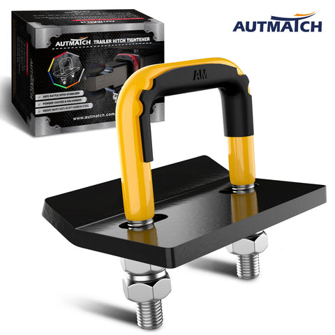 AUTMATCH Hitch Tightener Anti-Rattle Clamp Heavy Duty Steel Stabilizer for 1.25 and 2 inch Trailer Hitches Yellow & Black